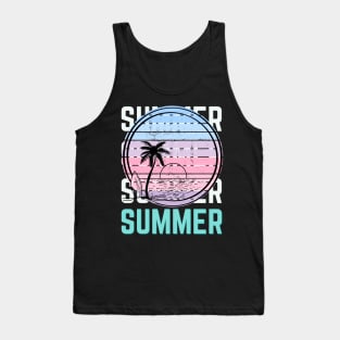 Hello summer Beach summertime Adventure travel lover palm tree sun Tank Top